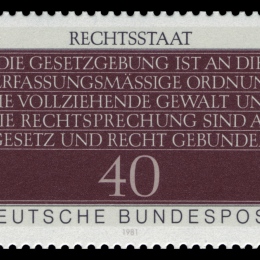 Poststamp with fundamental ideas of democracy