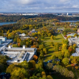 Flygfoto över campus Frescati