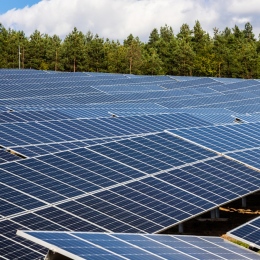 solar panels with the sunny sky