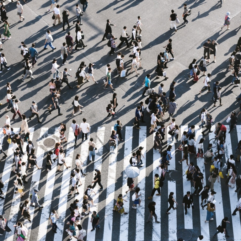 Crowd on crossing