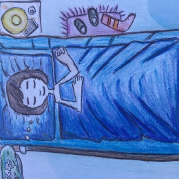 Sleeping youth dreaming of a sunny day. Drawing by Nora Choque Olsson.