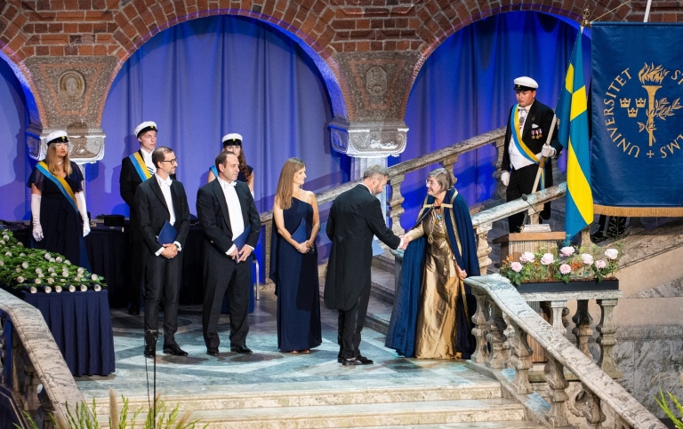 Inauguration of professors at the stairs of Stockholm City Hall. Photo: Ingmarie Andersson