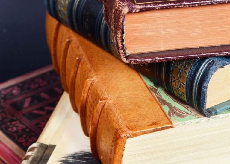 Books on a pile