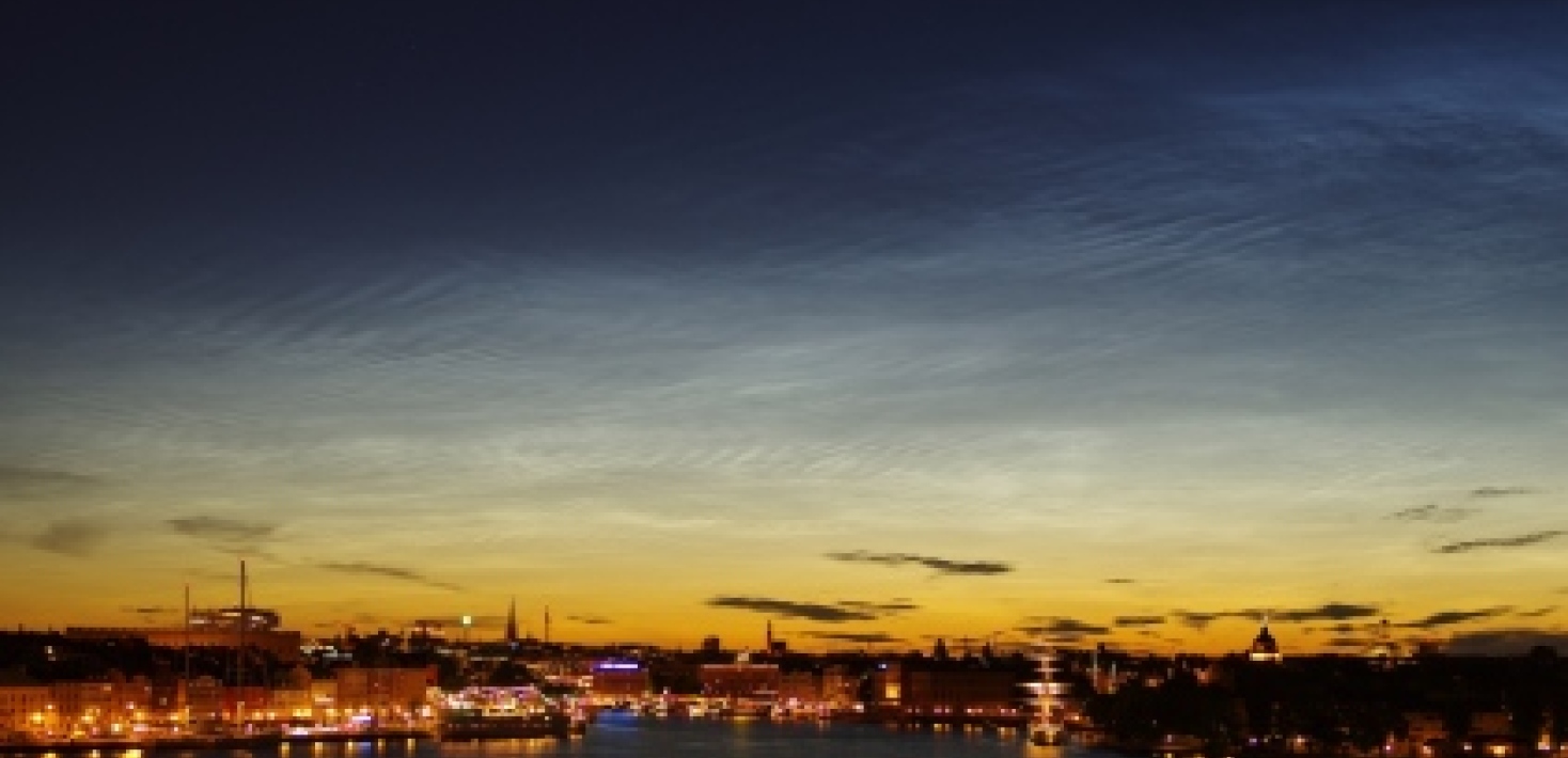 Noctilucent clouds over Stockholm. Photo Misha Khaplanov MISU/Stockholm University