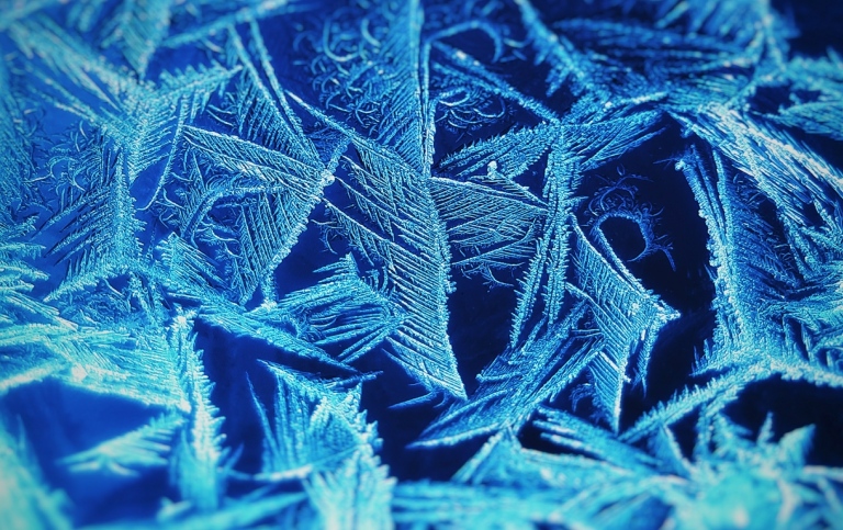 Ice forming a fractal-like pattern