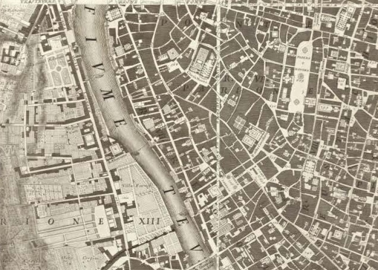 Detalj från Giovan Battista Nollis karta över Rom (1748)