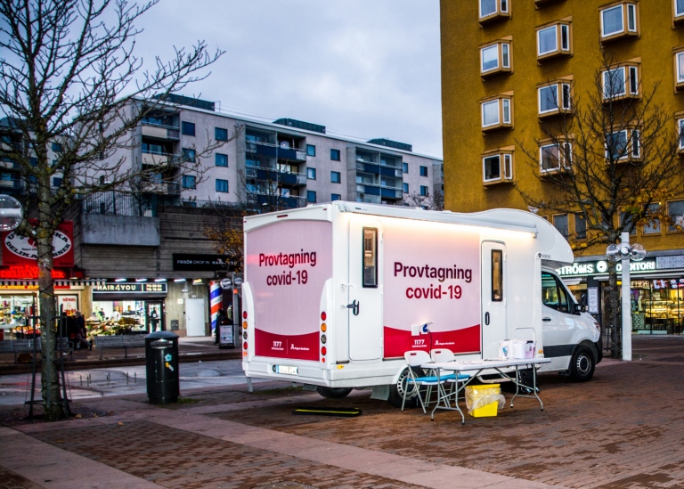 Buss för provtagning av covid