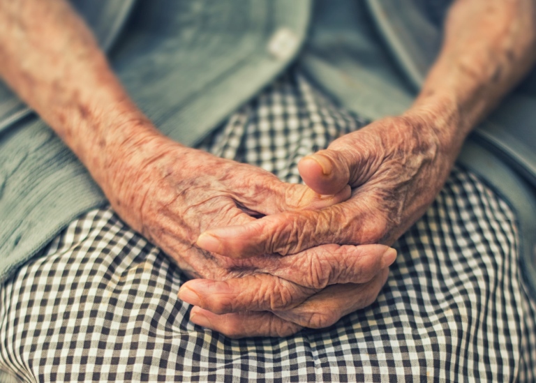 Hands of old woman.