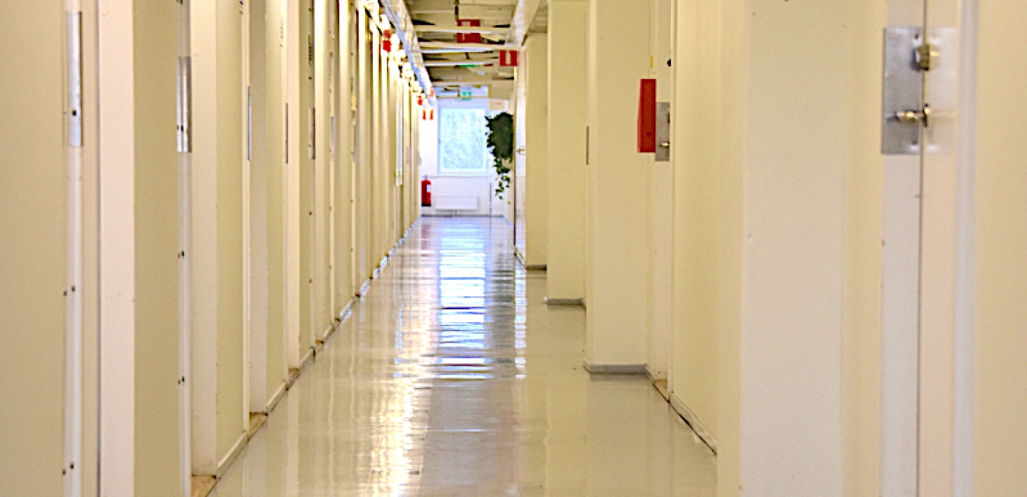 A corridor at SOFI, Stockholm university