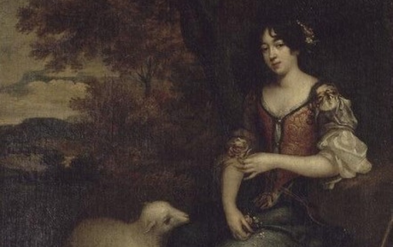 En målning föreställande Madame Deshoulière.
