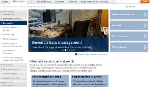 Skärmdump på su.se/forskare 5 april 2022