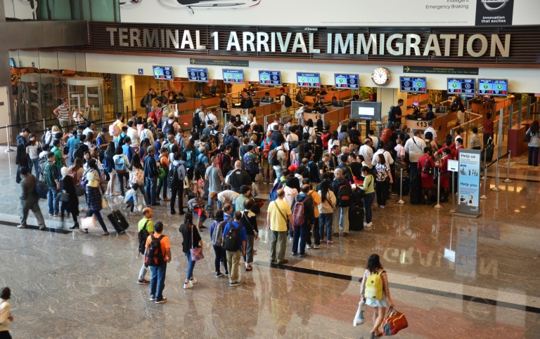 Immigration terminal in an airport