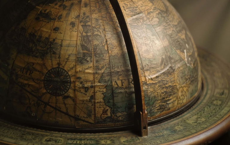 Brown terrestrial globe