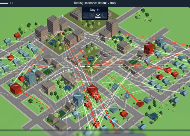 Skärmdump av en simulering genomförd av ASSOCC project.