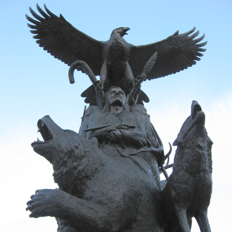 Monument to aboriginal war veterans in Confederation Park, Ottawa, Canada