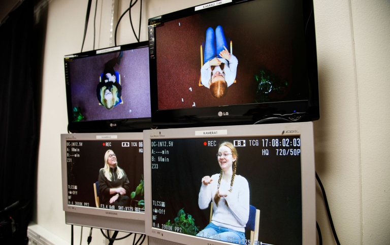 Recording of Sign Language Corpora. Photo by Lena Katarina Johansson