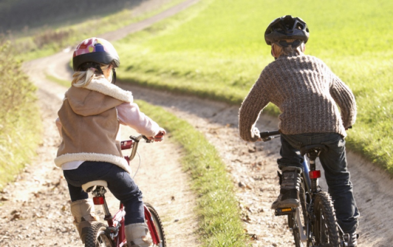 Two children on bikes