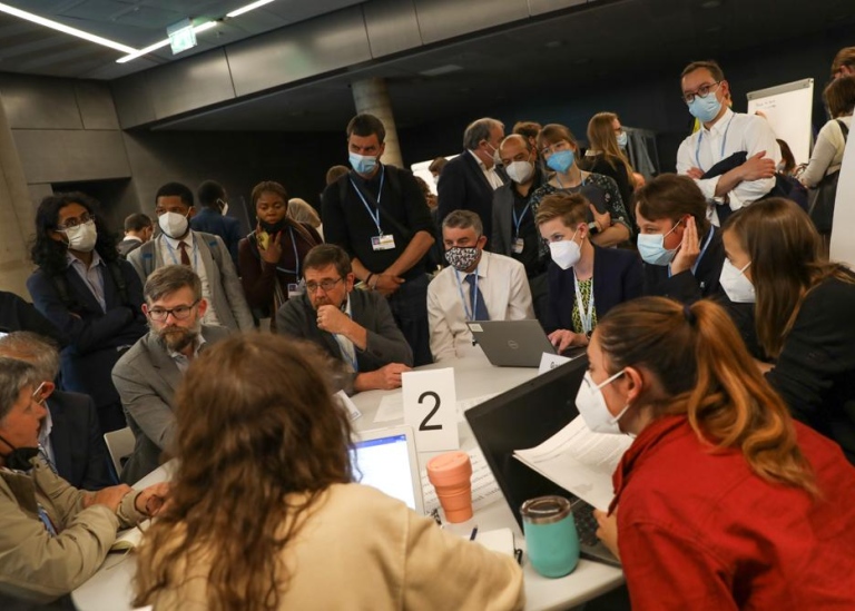 Delegates during the world cafe for the Global Stocktake