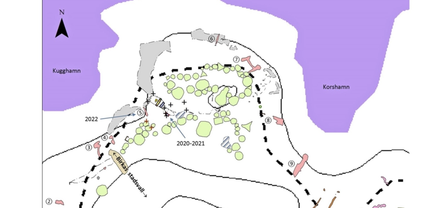 Karta över utgrävningsområdet på Birka