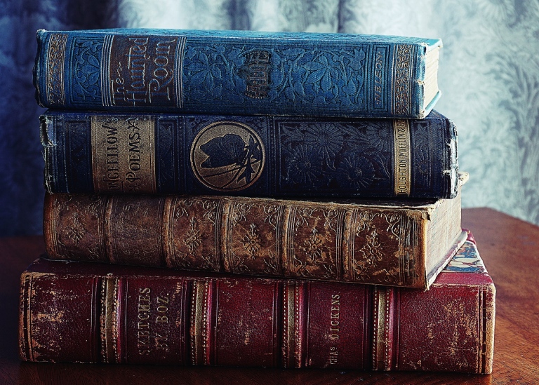 Stack of books on a table