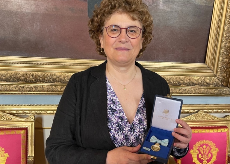 Gia Destouni at the medal ceremony at the Royal Palace on Friday 10 June. Photo: Vladimir Cvetkovic.