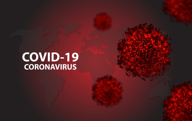 Illustration och bild på Covid 19 virus.