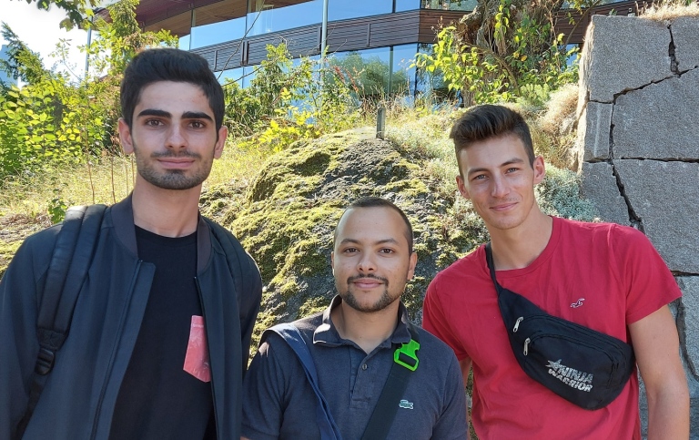 International students outside Aula Magna.