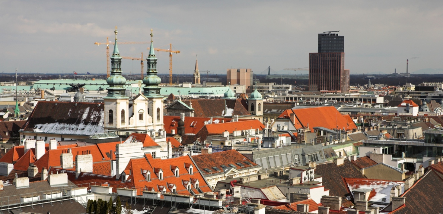 Staden Wien sedd lite från ovan.