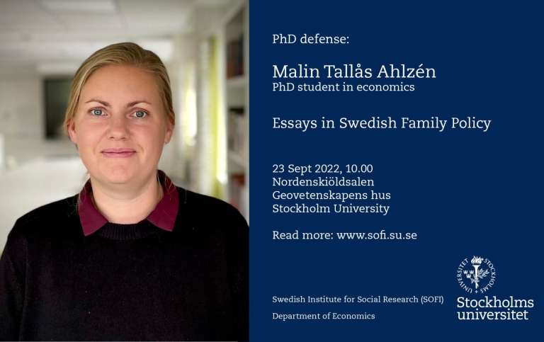 Portrait of Malin Tallås Ahlzén and information on her PhD Defense