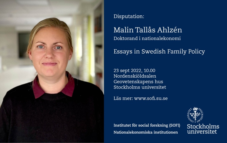 Porträtt på Malin Tallås Ahlzén, samt information om hennes disputation