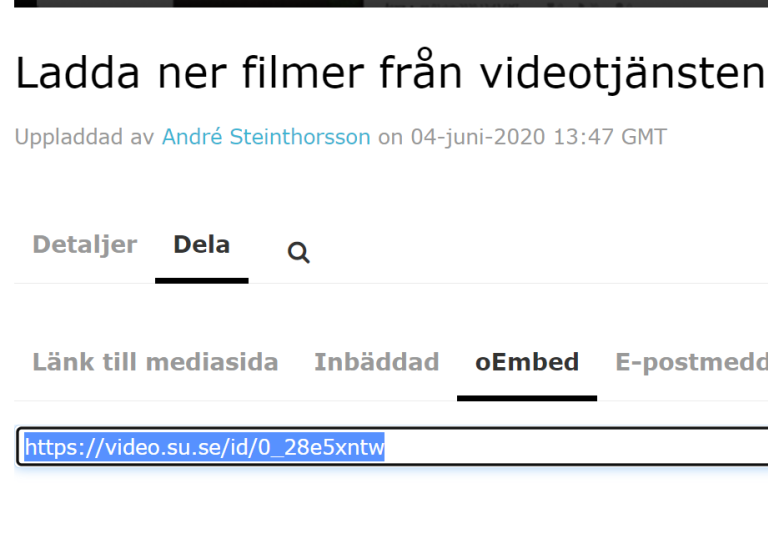 screenshot: länken oEmbed