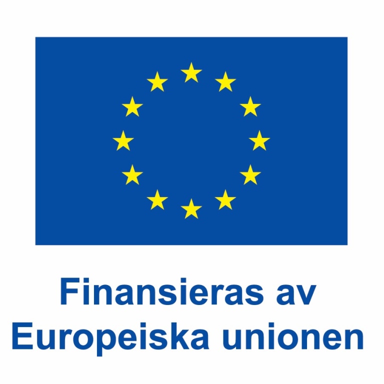 EU-flagga plus texten Finansieras av Europeiska Unionen