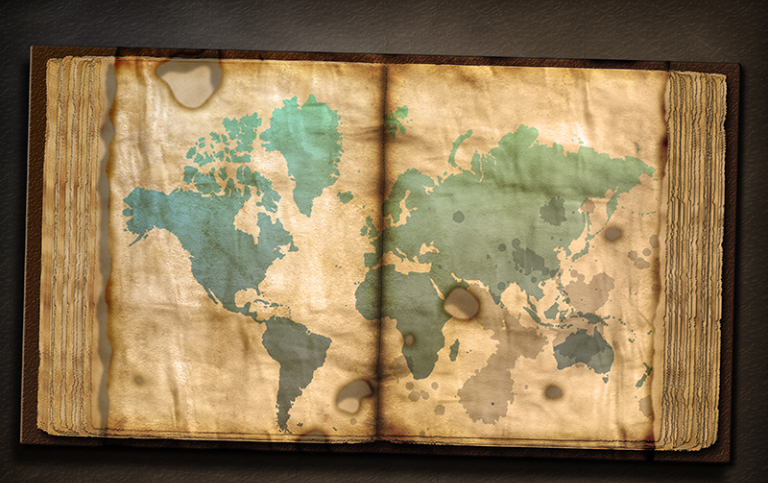 Old Tome with World Map