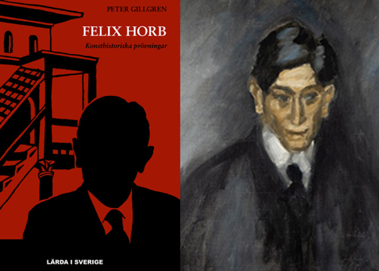 Omslaget av en bok om Felix Horb och ett målat porträtt som föreställer densamma