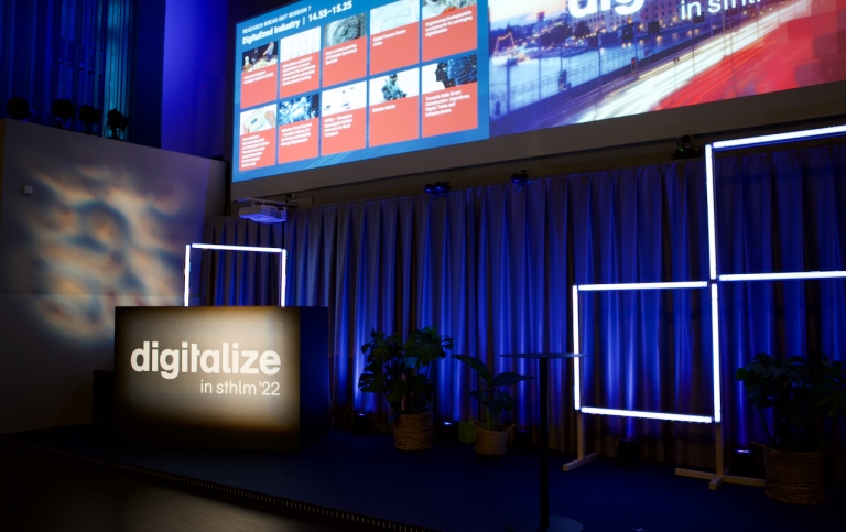 The main stage of the conference Digitalize in Stockholm, organized October 2022. Photo: Åse Karlén 