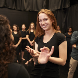  Drama students on stage.