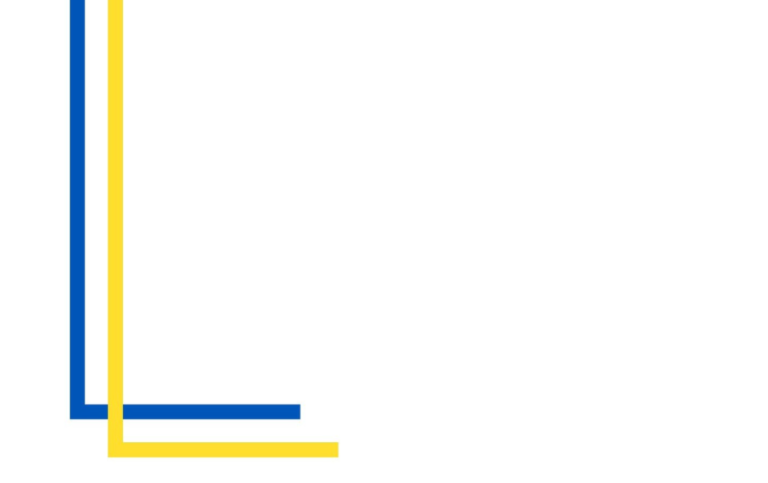 Cover dissertation: two capital L in blue and yellow