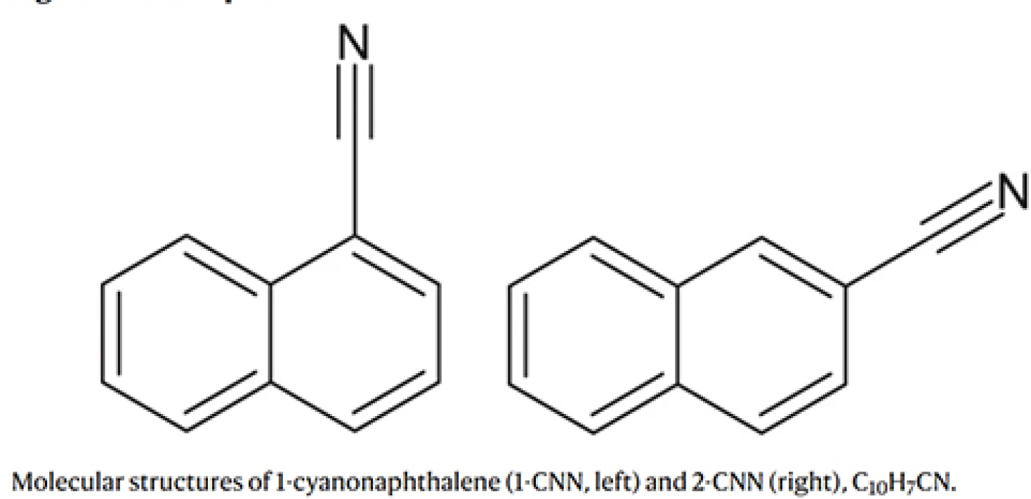 Molekulära strukturer av 1-cyanonaphtalene
