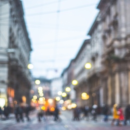 Blurred city view with people.