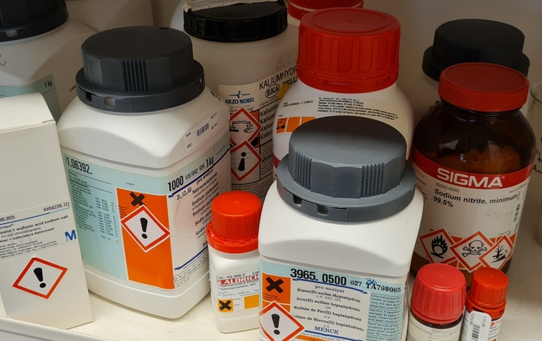 Containers of hazardous chemicals
