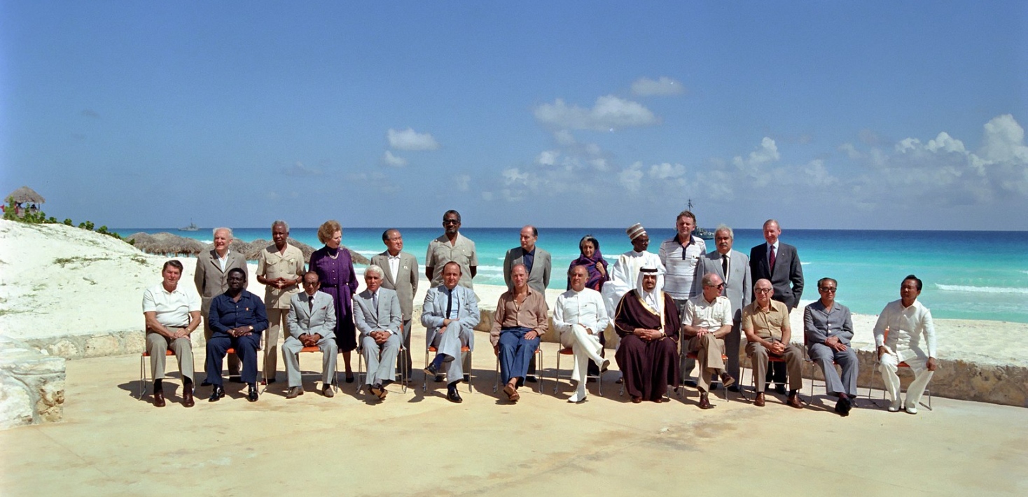 Heads of State at the Cancun North-South Economic Summit of 1981 at the Cancun Sheraton Hotel Beach