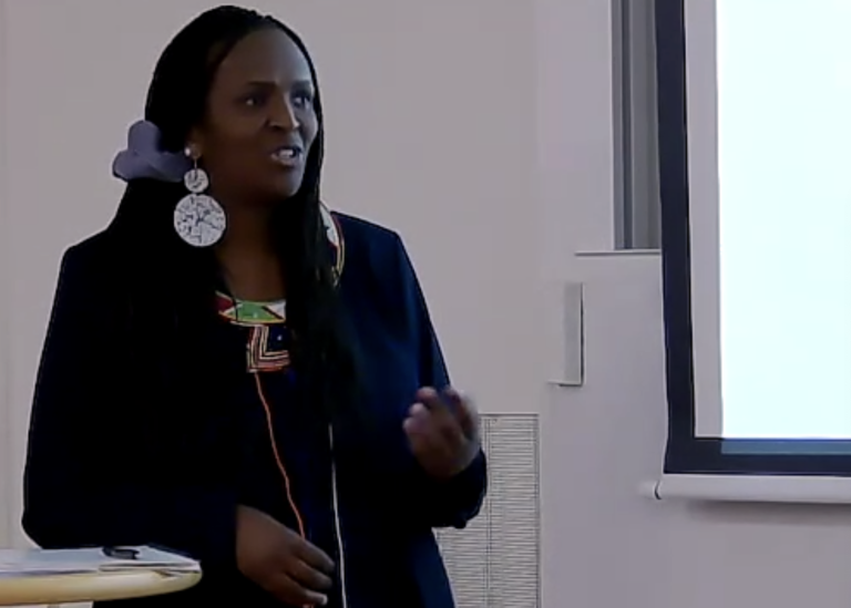 Dr. Joy Kibarabara then PhD candidate defending her thesis today. Photo/Screenshot: Svante Emanuelli