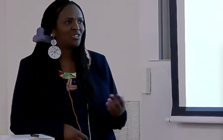 Dr. Joy Kibarabara then PhD candidate defending her thesis today. Photo/Screenshot: Svante Emanuelli