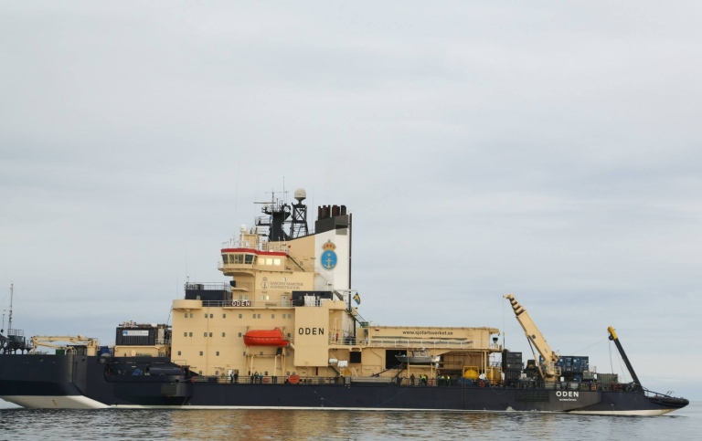 Swedish icebreaker Oden during SWERUS-C3 polar expedition in 2014. Photo: Stella Papadopoulou