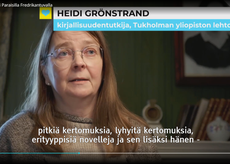 Heidi Grönstrand i Puoli seitsemän. Foto: Yle.
