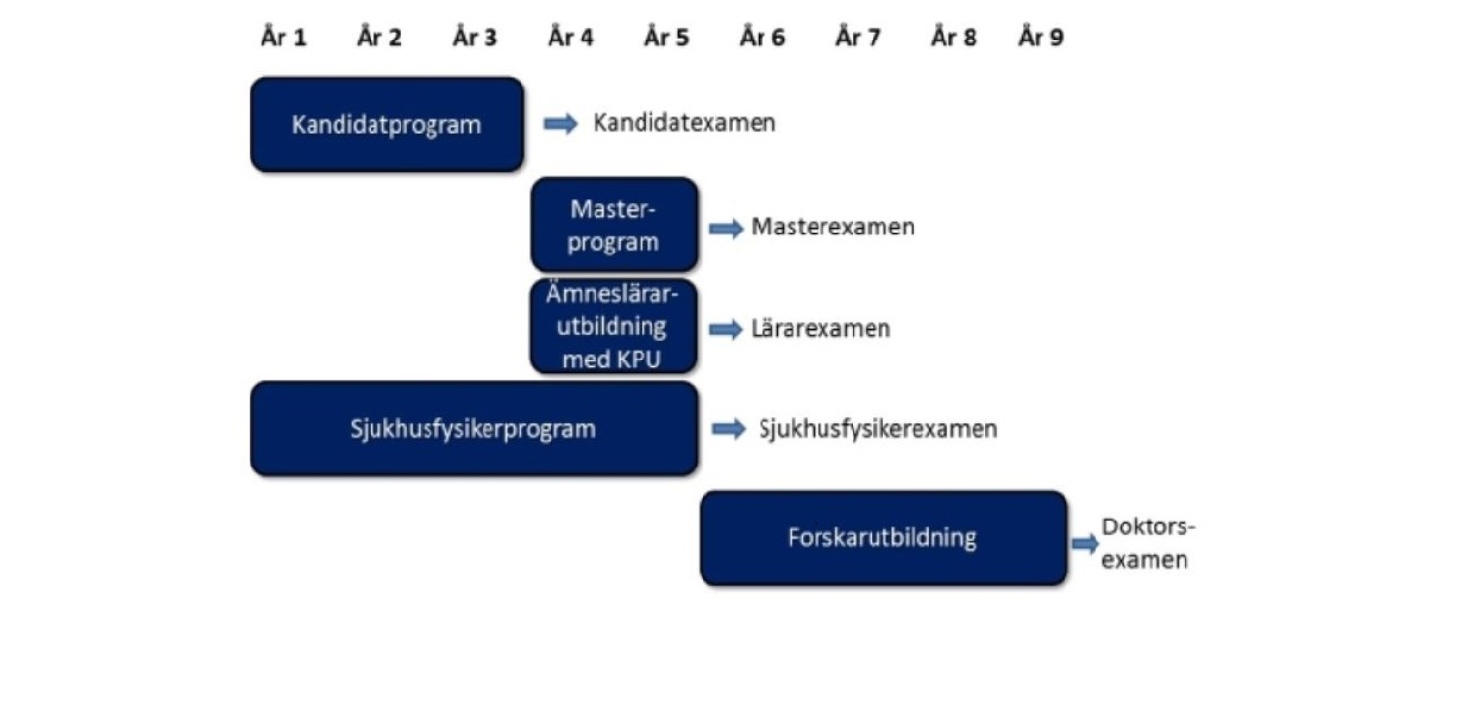 Beskrivning vilka examen man kan på och hur man bygger på kandidaten med t.ex. master eller KPU