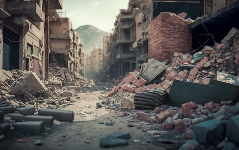 Raserade byggnader efter en jordbävning. Foto: BPAWESOME/Mostphotos