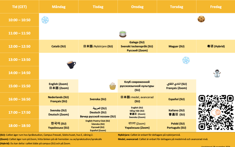 Schema för språkcaféer HT23