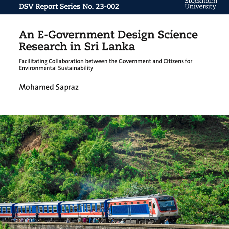 Omslag till Mohamed Sapraz doktorsavhandling (DSV, Stockholms universitet, 2023).