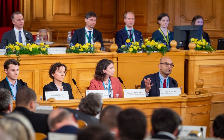 Professor Afzal Siddiqui in a panel discussion on energy and sustainability in Sveriges Riksdag.